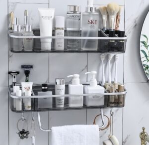 Wall-Mounted Triangle Storage Rack with Towel Bar – Bathroom Organizer Shelf