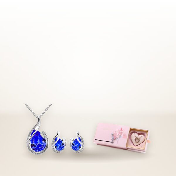 3pcs Rhinestone Waterdrop Necklace & Earrings – Fashion Jewelry for Women