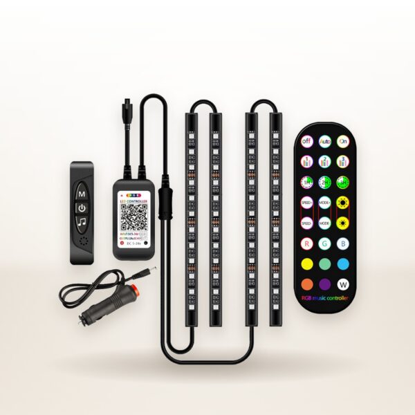 LED Car Interior Ambient Lamp – Waterproof, Wireless Remote & Music Control