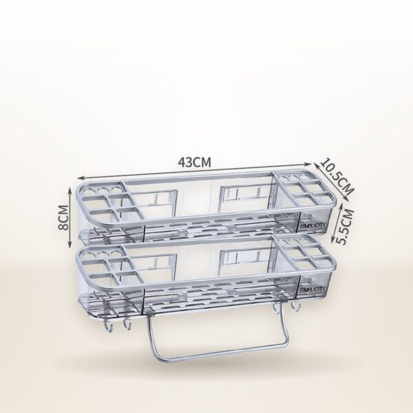 Wall-Mounted Triangle Storage Rack with Towel Bar – Bathroom Organizer Shelf