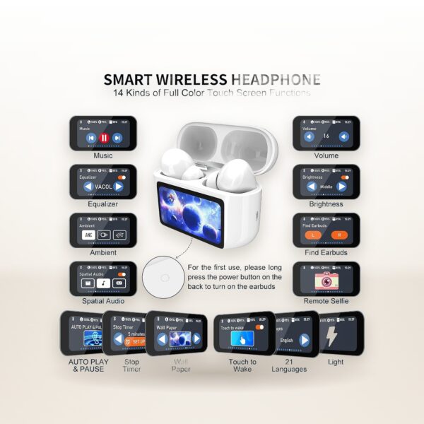 Wireless Earbuds, 5.4 Bluetooth Headphones With Touch Screen Ear Buds, ANC ENC Noise Cancelling Earbuds Headphones With Microphone, Wireless Bluetooth In Ear Earphones For Android IOS Phones
